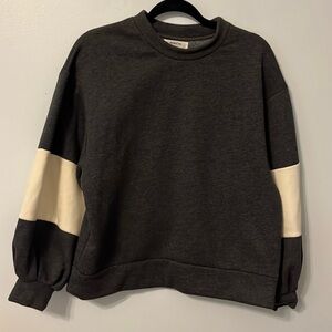 MSCH COPENHAGEN SMALL Sweatshirt Baggy Oversized Dk Gray White Colorblock